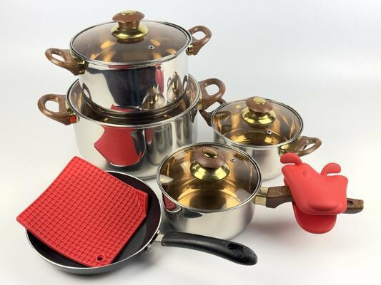 Набір посуду Best Seller VS-1006-11 11 предметів сріблястий, фото 1