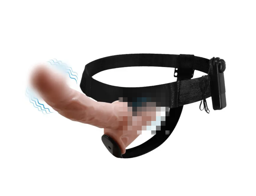 Двосторонній страпон із вібрацією Ultra Passionate Harness Dual Vibration Flesh, 17,5х4,5 см., фото 1