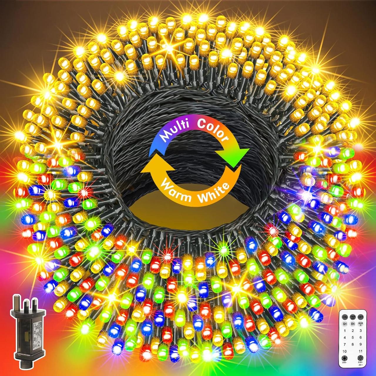 Різдвяні вогні GYLEFY на відкритому повітрі, 80M 640 світлодіодні казкові вогні з пультом дистанційного керування та таймером, фото 1