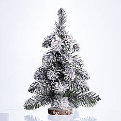 Штучна міні ялинка "Снігова королева" засніжена на дерев'яній підставці 40 см SOK-M-05-1