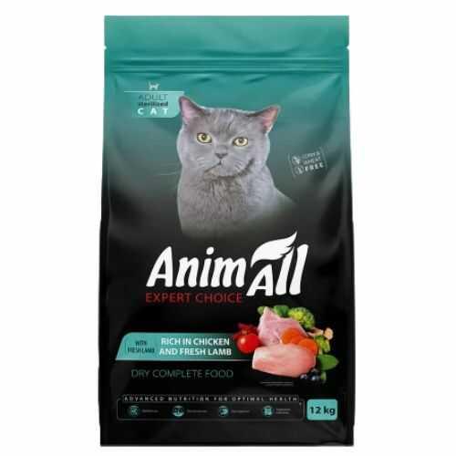 AnimAll Adult Sterilized сухий корм для котів 12 кг - курка та ягня, фото 1