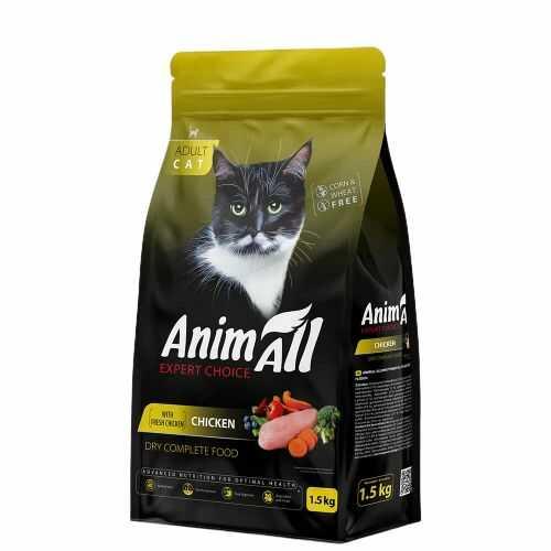 AnimAll Adult сухий корм для котів 1,5 кг - курка, фото 1