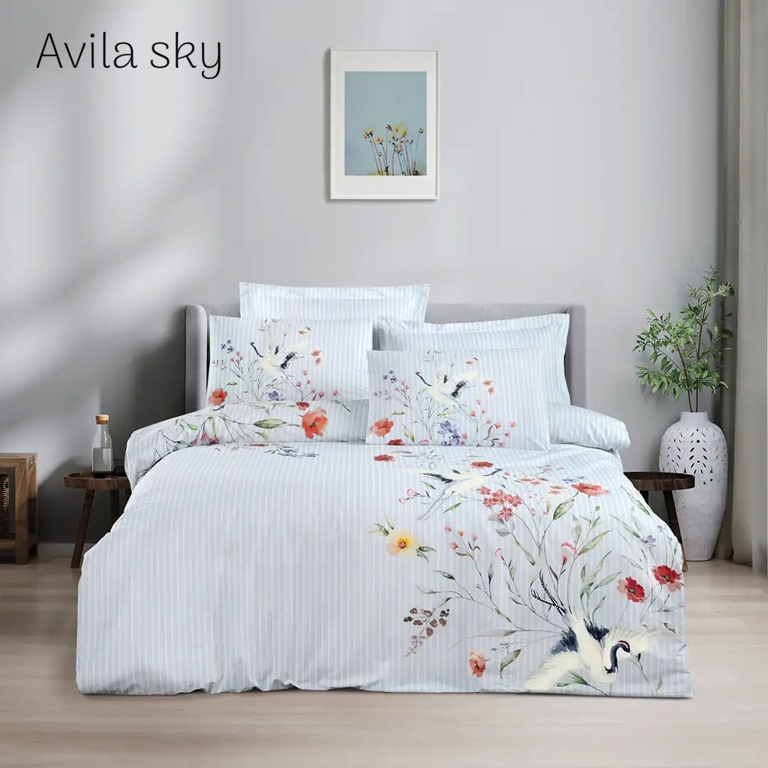 Постільна білизна Altinbasak  євро розмір ранфорс Avila sky, фото 1