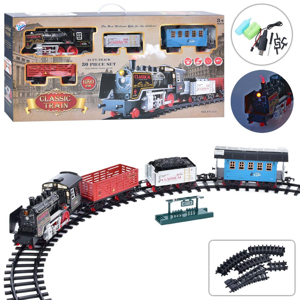 Залізниця YY-515 дл. 650 см., 30 дит., локомотив, вагони 3 шт., Кор., 85-42,5-11 см., фото 1