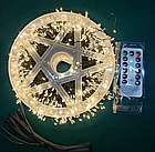 Гірлянда Роса 50 метрів 1500 LED на ялинку, 220V з пультом на зеленому дроті, тепле світло, пульт, 8 режимів, фото 7