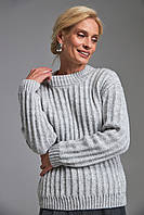 Жіночий светр із вовни мериноса та альпаки світло-сірий
