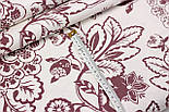 Фланель "Квіти" в стилі Петриківського розпису, вишневого кольору, 240 см № Ф-F-3570, фото 3