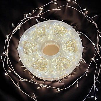 Гірлянда Роса Мішура 50 метрів | 1000 led | Срібний кабель | Хвойна лапа | Феєрверк