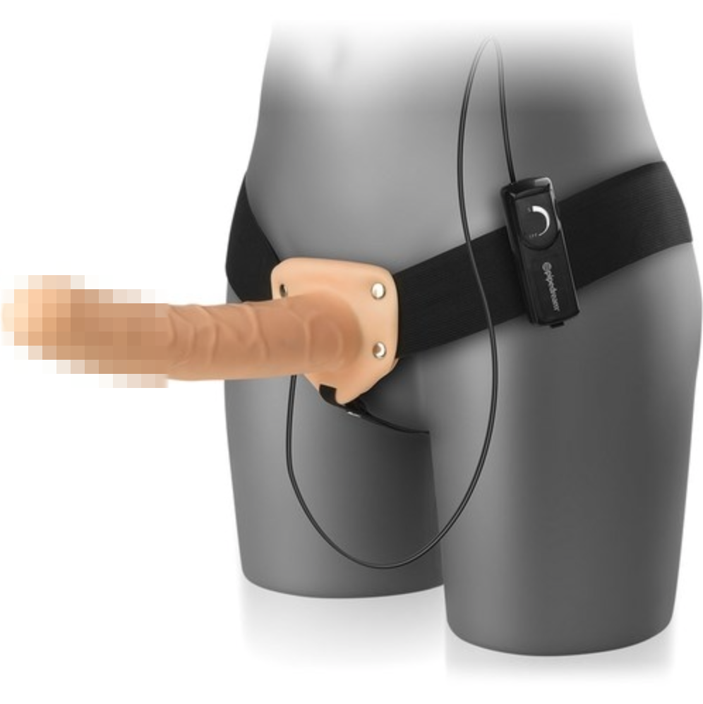 Порожний страпон із вібрацією Fetish Fantasy Series 10" Vibrating Hollow Strap-On Flesh, 25х5 см., фото 1