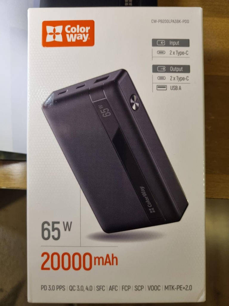 Універсальна батарея ColorWay 20000mAh Powerful (65W) Black (CW-PB200LPA3BK-PDD) - фото покупців 2