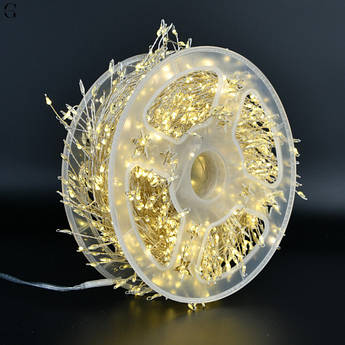 Гірлянда Роса Мішура 20 метрів | 400 led | Срібний кабель | Хвойна лапа | Феєрверк