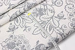 Фланель "Квіти" в стилі Петриківського розпису, сірого кольору, 240 см № Ф-F-3571, фото 5