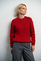 Жіночий светр із вовни мериноса та альпаки червоний