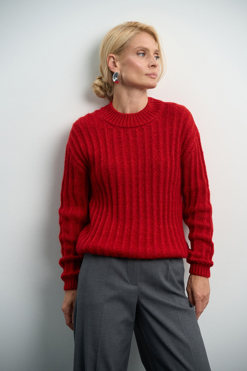 Жіночий светр із вовни мериноса та альпаки червоний