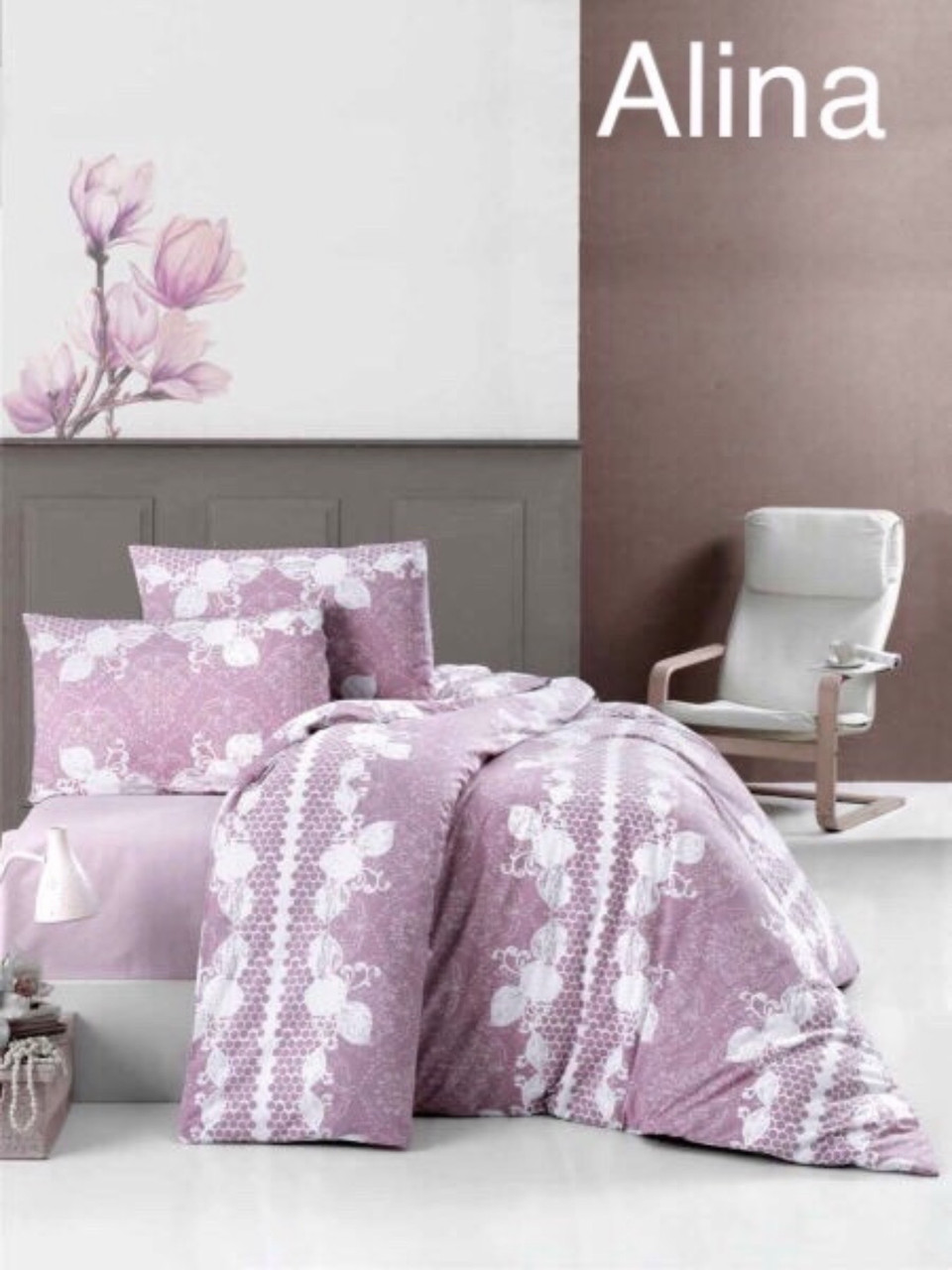 Постільна білизна Altinbasak  євро розмір ранфорс Alina, фото 1