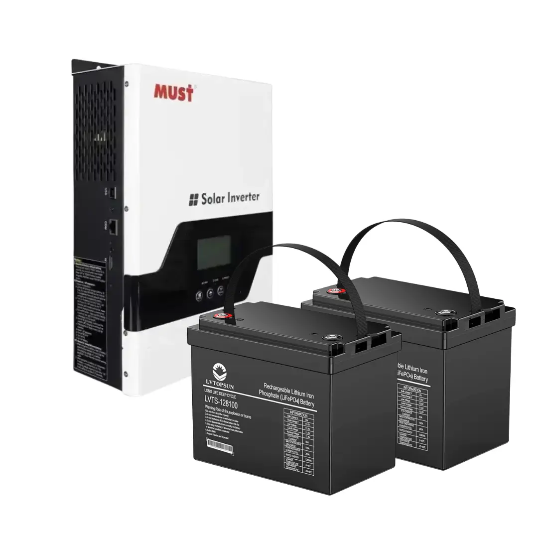 Комплект резервного живлення з інвертором MUST PV18-3224 VPM та акумуляторами Lvtopsun LVTS-128100 12.8В 100Аг, фото 1