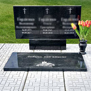Пам'ятник на могилу з граніту потрійний (120-60-5) Д-302, фото 2
