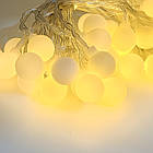 Гірлянда кульки 40 штук на батарейках 6 метрів, Led гірлянда кульки тепле біле світло, фото 2