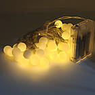 Гірлянда кульки 40 штук на батарейках 6 метрів, Led гірлянда кульки тепле біле світло, фото 4