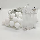 Гірлянда кульки 40 штук на батарейках 6 метрів, Led гірлянда кульки тепле біле світло, фото 5