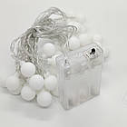 Гірлянда кульки 40 штук на батарейках 6 метрів, Led гірлянда кульки тепле біле світло, фото 6