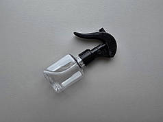 50 - 55 мл з кільцем Квадрат прозорий ПЕТ флакон з пластиковим чорним міні тригером 20/410