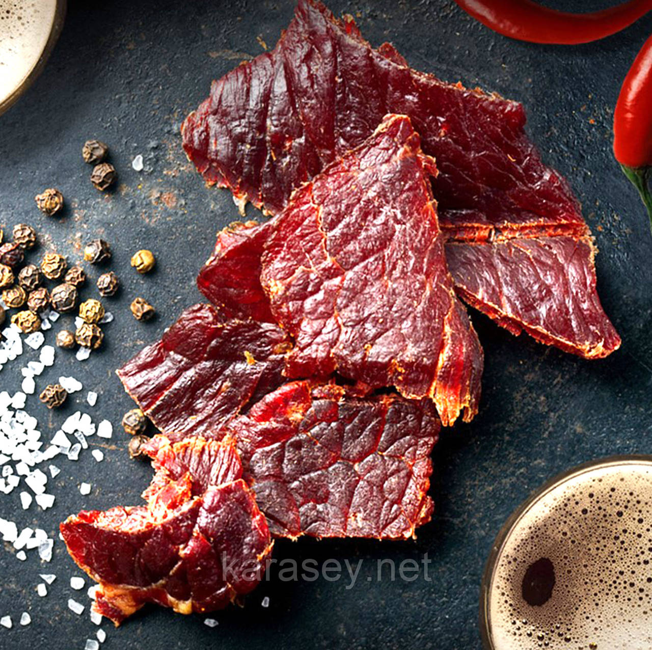 Чипси з телятини сушені 50г (класичні, з аджикою, підкопчені)., фото 1