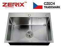 Кухонная мойка стальная прямоугольная с сифоном 5843 мойка для кухни врезная из нержавеющей стали металлическая 0.8