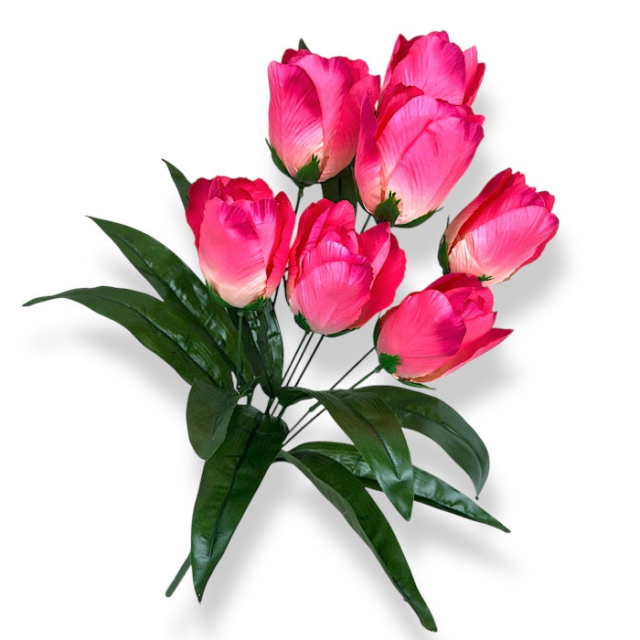 Штучні квіти букет тюльпани 7-ка щільний атлас, 46см, фото 1