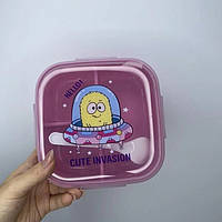 Дитячий ланч бокс на 3 секції з ложкою НЛО 500мл