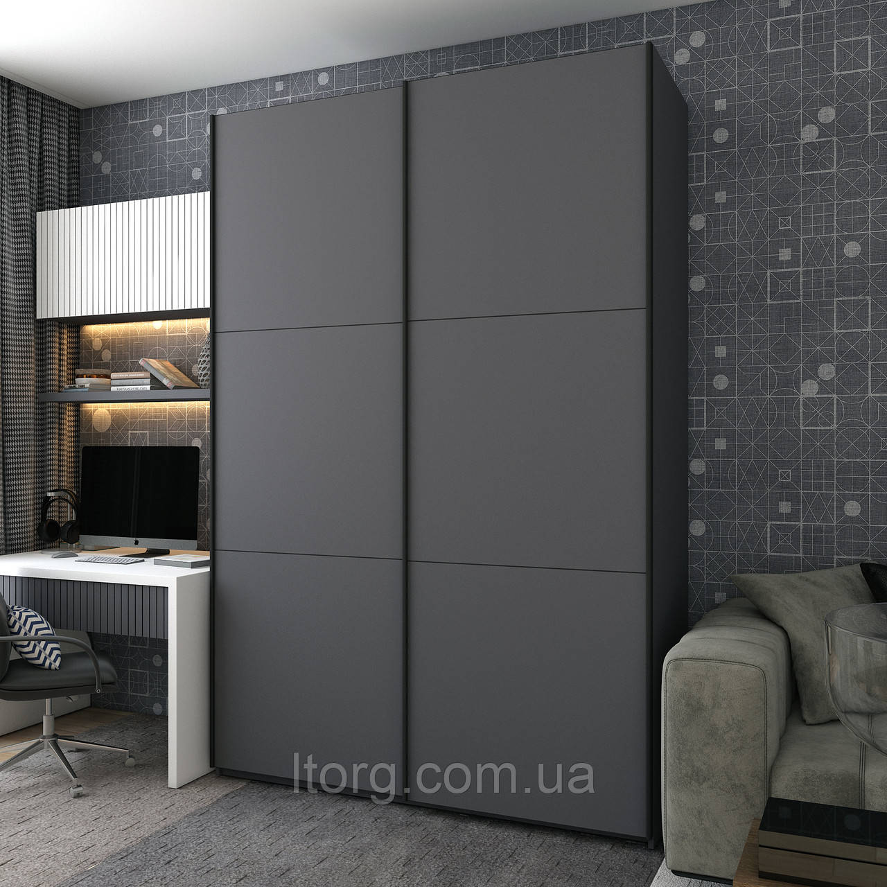 Шафа-купе двохдверна Doros G-Caiser 160х60х240 см Графіт (DRS-011035), фото 1