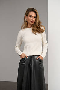 Кофта жіноча кашемірова в рубчик осіння айворі