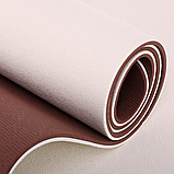 Килимок для йоги та фітнесу TPE двошаровий BLOOM LB7031 Коричневий-білий, фото 2