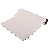 Килимок для йоги та фітнесу TPE двошаровий BLOOM LB7031 Коричневий-білий, фото 3