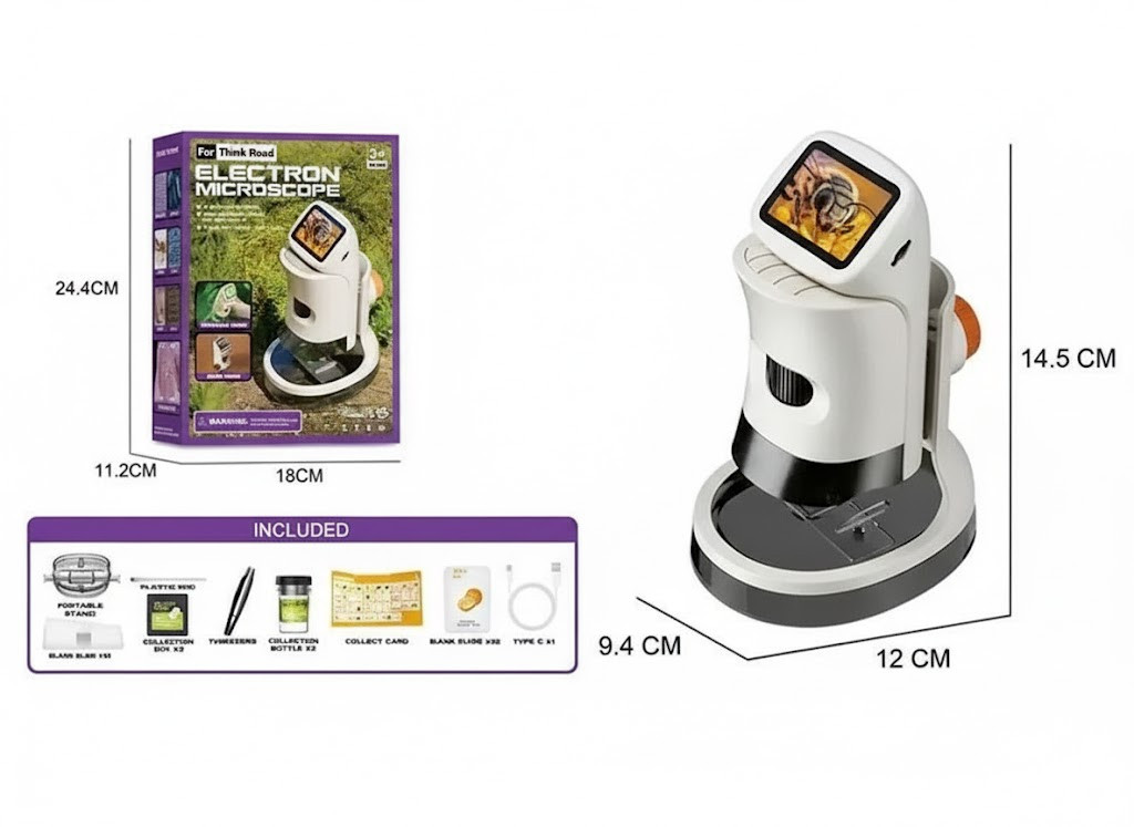 Мікроскоп 100х-1000х 2-дюймовий екран HD-відео LED-підсвічування карта пам’яті (6789), фото 1