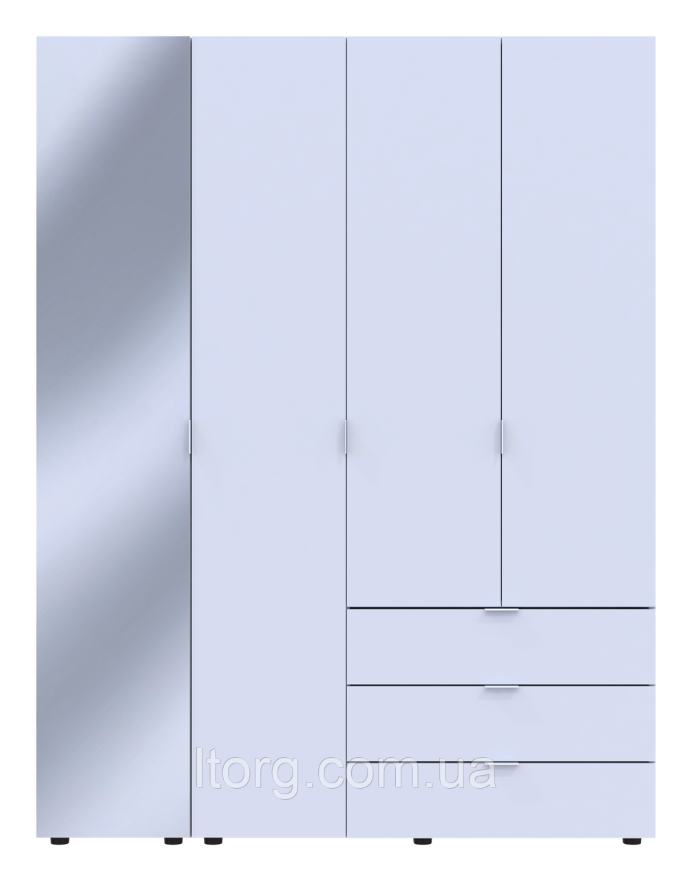 Комплект шаф для одягу Doros Гелар (2 шт.) 155х49,5х203,4 см Дзеркало/Білий (DRS-011185), фото 1