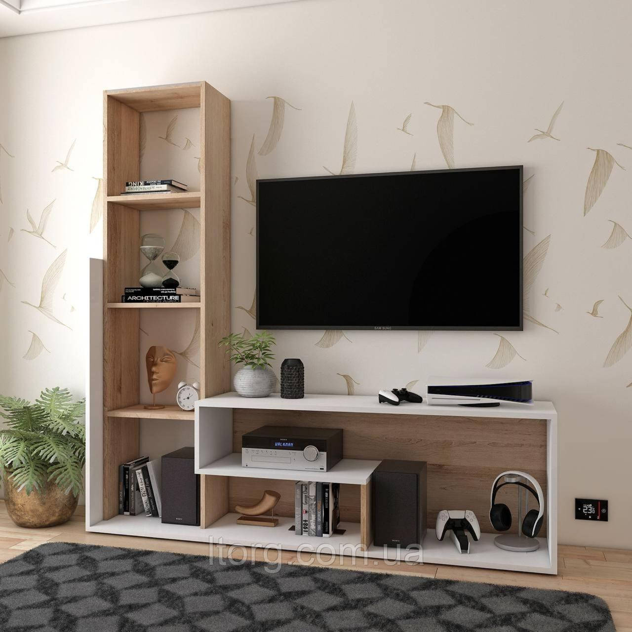 Стінка у вітальню Doros Етану 150х30х150 см Дуб артизан/Білий (DRS-011335), фото 1