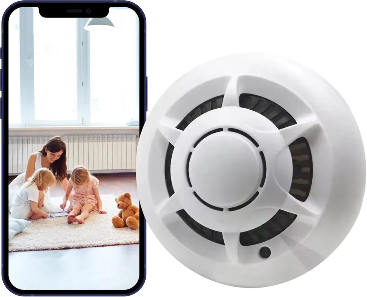 Міні Wi-Fi камера у формі димового сигналізатора для охорони дому з віддаленим доступом HD 1080P Білий, фото 1