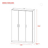 Шафа для одягу Doros Промо Сірий 3 ДСП 135х48х204 DRS-011626 (80737765), фото 8