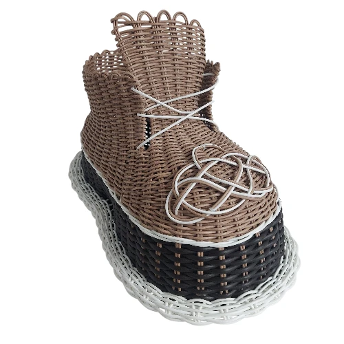 Кашпо для саду, декоративне «Черевик» плетене зі штучного ротанга (1632), фото 1