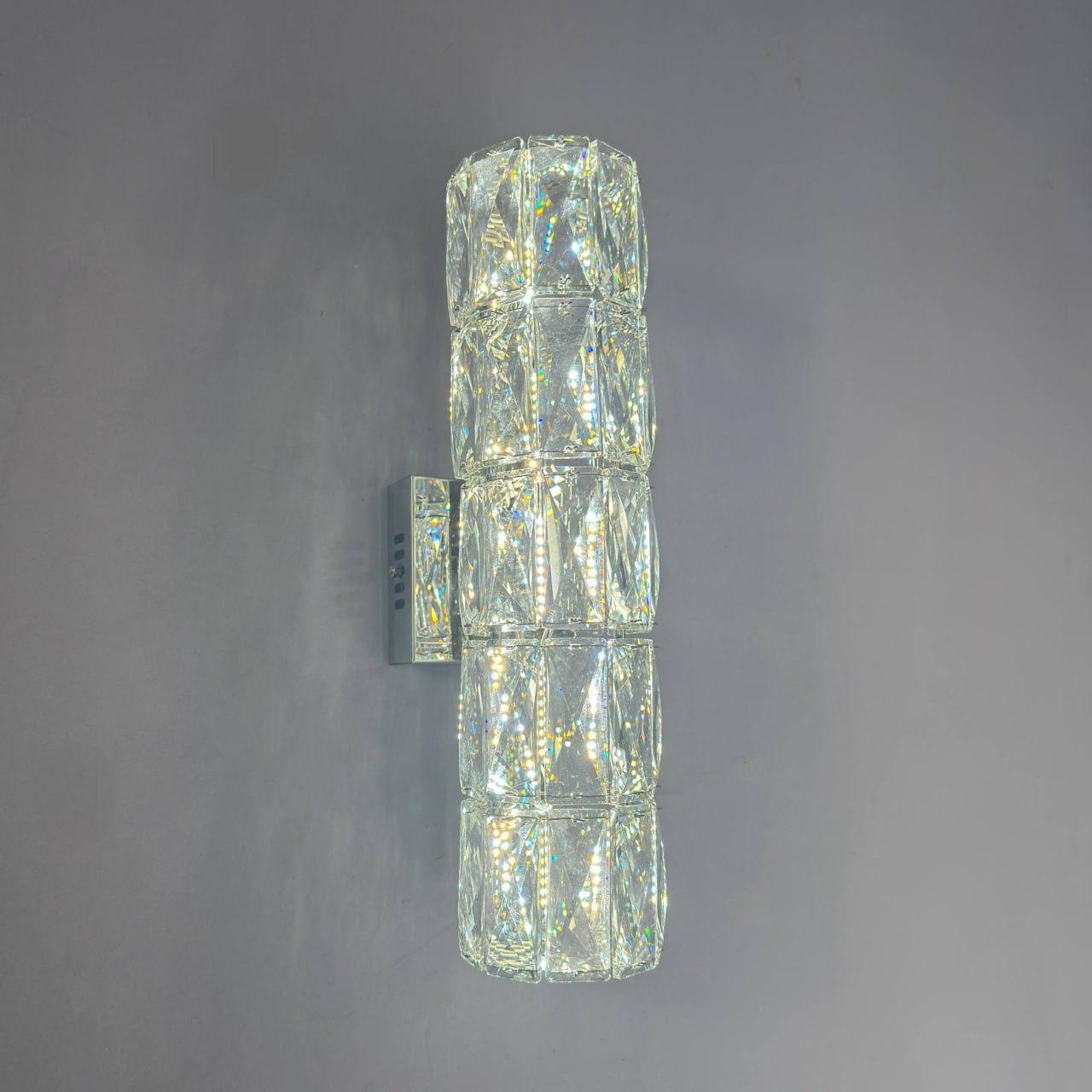 Кришталевий бра 10Вт з перемикачем кольору світла 3400K–6000K хром