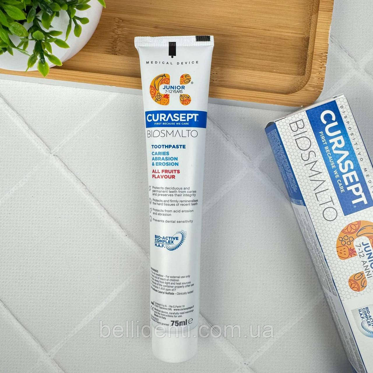 Дитяча зубна паста Curasept Biosmalto Junior від 7 до 12 років (фруктовий смак), 75 мл