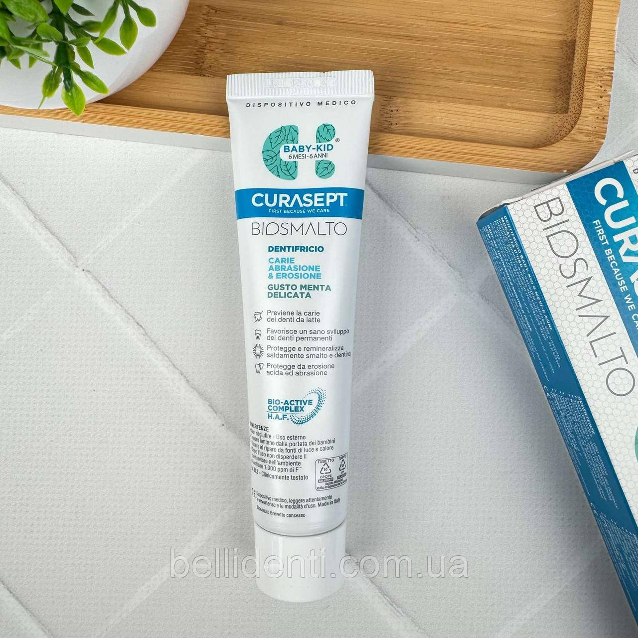 Дитяча зубна паста Curasept Biosmalto Baby-Kid від 6 місяців до 6 років (фтор 1000, м'ята), 50 мл