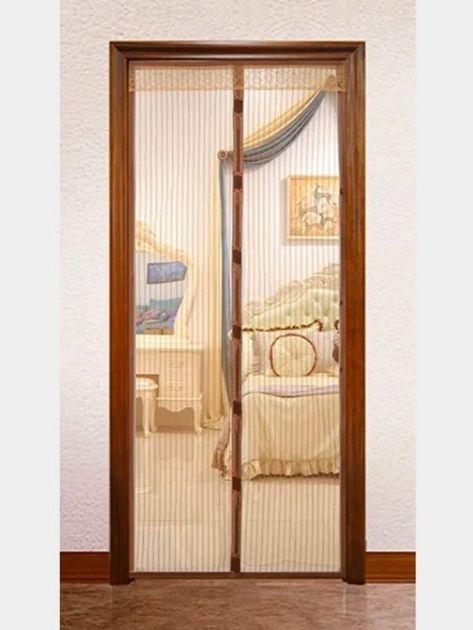 Штора антимоскітна дверна на магнітах кольорова 210*100 см Коричнева, фото 1