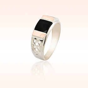 Срібна печатка з золотими вставками, срібло 925 проби