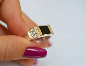 Чоловіча печатка, срібло 925, золото 375 проби, срібло 925 проби