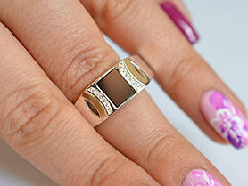 Чоловіча печатка, срібло 925, золото 375 проби, срібло 925 проби