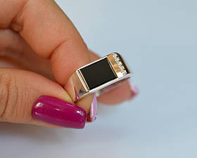 Срібна печатка із золотими вставками, срібло 925, золото 375 проби, срібло 925 проби