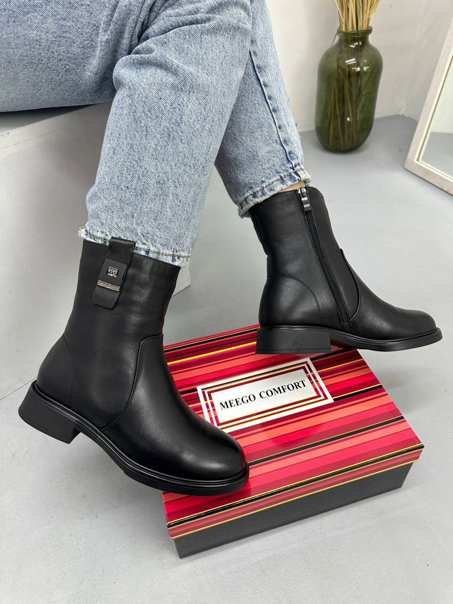 Зимові черевики жіночі MeegoComfort 25A73265-3 BLACK чорні шкіряні, фото 1