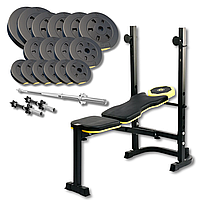 Набір Besport PowerPro 68кг з прямим грифом та лавою WB-003